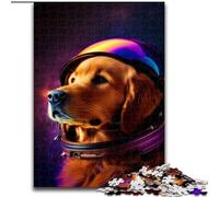 Puzzle 1000 pièces Golden Retriever de l'espace en Bois, idée Cadeau déco Originale 50x75cm pour Adolescents et familles, idéal pour Un Bricolage et Un défi cérébral