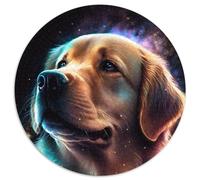 Puzzle 1000 pièces Golden Retriever de l'espace, Puzzle Rond 1000 pièces pour Adultes, Jouet éducatif pour Adolescents, décoration de Bureau à Domicile 67,5 x 67,5 cm