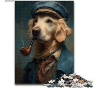 Puzzle 1000 pièces Golden Retriever Detective pour Adultes, décoration Murale 1000 pièces et Jeu Familial (Taille 26x38cm)
