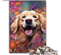 Puzzle 1000 pièces Golden Retriever en Bois,idéal pour la décoration de la Maison et du Bureau,Cadeau d'anniversaire idéal 50x75cm,décoration Artistique à Faire soi-même,Cadeau d'anniversaire idéal