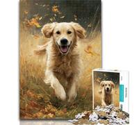 Puzzle 1000 pièces Golden Retriever en Cours d'exécution, Puzzle 1000 pièces pour Adultes et Adolescents, Jouets éducatifs, Jeux Anti-Stress, renforce l'amour Entre Couples, 50x75cm