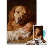 Puzzle 1000 pièces Golden Retriever et Son bébé Puzzle 1000 pièces pour Adultes et Adolescents Entraînez Votre Cerveau et Vos Mains Cadeaux pour Vos Amis et Votre Famille (26x38cm)