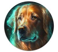 Puzzle 1000 pièces Golden Retriever fougueux Puzzle Rond 1000 pièces pour Adultes Casse-tête, Jeu pour Adultes, activité Interactive familiale 1000 pièces (67,5x67,5cm)