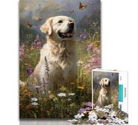 Puzzle 1000 pièces Golden Retriever Heureux, Puzzles 1000 pièces pour Adultes, Cadeaux, Anti-Stress, défi Difficile, renforce l'amour Entre Couples 26x38cm