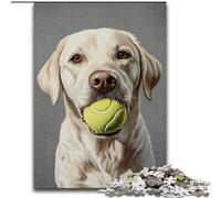 Puzzle 1000 pièces Golden Retriever Jouant au Tennis Puzzle Impossible pour Adultes 50x75cm Idéal pour Les Amoureux, Cadeau Parfait pour Noël, Le Nouvel an ou la Saint-Valentin