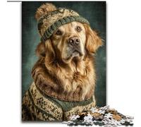 Puzzle 1000 pièces Golden Retriever pour Adolescents, à partir de 14 Ans, décoration Murale, Cadeaux Uniques pour Anniversaire et Noël (26x38cm)