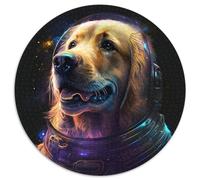 Puzzle 1000 pièces Golden Retriever, Puzzle Rond 1000 pièces, Jeu Familial interactif, pour Les fêtes, Jeu d'activités familiales, 67,5 x 67,5 cm