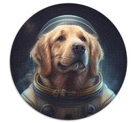 Puzzle 1000 pièces Golden Retriever, Puzzle Rond 1000 pièces pour Adultes, Design Complexe pour Adolescents, décoration DIY et Divertissement Stimulant pour Le Cerveau 67,5 x 67,5 cm