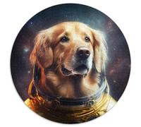 Puzzle 1000 pièces Golden Retriever Rond en Carton, idée Cadeau d'anniversaire, Jeu de réflexion Stimulant (67,5 x 67,5 cm)