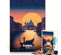Puzzle 1000 pièces Gondole au Coucher du Soleil à Venise (50x75cm) Un Jeu Stimulant pour la réflexion,sans pièces détachées et idéal pour la Maison