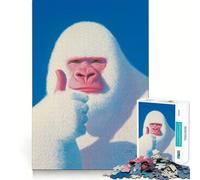 Puzzle 1000 pièces Gorille Blanc Pouce levé Jeu de développement cognitif Surface Lisse sans bavures Activité relaxante en Groupe à l'intérieur (38x26cm)