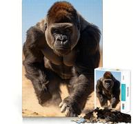 Puzzle 1000 pièces Gorille en Charge Portrait Découpe précise Jeu créatif et intellectuel Temps de Jeu Calme Cadeau d'anniversaire (38x52cm)