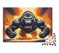 Puzzle 1000 pièces Gorille en colère Dos argenté Couleurs Vives Précis Carton Premium Débutants Amateurs Puzzle 70x50cm