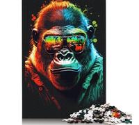 Puzzle 1000 pièces Gorilles colorés avec Lunettes Jeu éducatif Décoration familiale Adultes Défi 1000 pièces (75 x 50 cm)