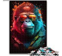 Puzzle 1000 pièces Gorilles colorés avec Lunettes Puzzles en Carton, Casse-tête Stimulant pour Adolescents, Jeu interactif Amusant en Famille 1000 pièces(26x38cm)