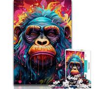 Puzzle 1000 pièces Gorilles colorés pour Adolescents, Jouet éducatif et décompressant, Cadeau du Père Noël Secret (50x75cm)