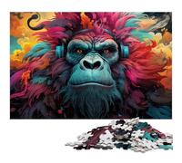 Puzzle 1000 pièces Gorilles colorés, Puzzle Difficile pour Adultes et Adolescents, soirée de Jeux en Famille, idée Cadeau stimulante pour Le Cerveau 26x38cm / 10,23x14,96 Pouces