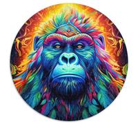 Puzzle 1000 pièces Gorilles colorés Puzzle Rond 1000 pièces pour Adultes Idéal pour la décoration de la Maison et du Bureau, Les fêtes, Les Anniversaires et Les Cadeaux de Vacances (67,5x67,5cm)