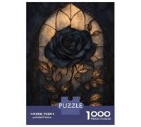 Puzzle 1000 Pièces Gothic Rose Stained Glass pour Adolescents - Jeu De Réflexion - Cadeaux pour Femmes - Idées Cadeaux Uniques pour Un Anniversaire Ou Noël 52x38cm/1000pcs