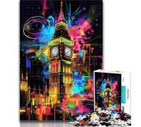 Puzzle 1000 pièces Graffiti Big Ben pour Adolescents 1000 pièces, Jeu Familial Anti-Stress, défi Difficile, Cadeaux du Père Noël Secret 50x75cm