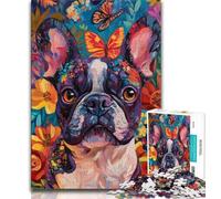 Puzzle 1000 pièces Graffiti Bouledogue Français pour Adultes et Adolescents, pour Tuer Le Temps en Vacances avec des pièces de Formes aléatoires entièrement emboîtables (38x26cm)