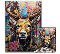 Puzzle 1000 pièces Graffiti Cerf Puzzles impossibles pour Adultes pour Les Anniversaires et Les fêtes 26x38cm / 10,23x14,96 Pouces