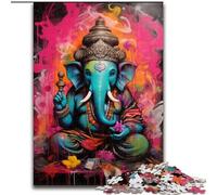 Puzzle 1000 pièces Graffiti Éléphant Bouddha Puzzle Un Casse-tête Stimulant pour Les Adolescents, Parfait pour la décoration intérieure ou comme Cadeau (Taille : 26x38cm)