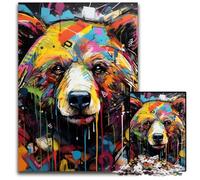 Puzzle 1000 pièces Graffiti Ours Brun : Casse-tête Stimulant, activité familiale, décoration intérieure, Cadeau de Noël 50x75cm / 19,68x29,52 Pouces