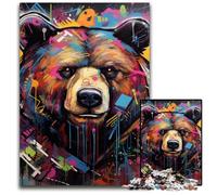 Puzzle 1000 pièces Graffiti Ours Brun pour Adultes, Jeu Créatif en Famille et Décoration d'Intérieur, Cadeau de Noël Idéal pour Ados 50x75cm/19,68x29,52 Pouces