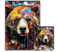 Puzzle 1000 pièces Graffiti Ours Brun pour Adultes Puzzles Impossibles pour Adultes pour Les Vacances et Décoration Intérieure 26x38cm / 10,23x14,96 Pouces