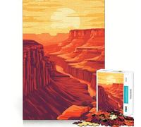 Puzzle 1000 pièces Grand Canyon Coucher de Soleil Illustration Minimaliste Art rétro Ajustement Parfait Jeu de réflexion et de détente Cadeau Artistique de Noël (38x52cm)