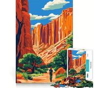 Puzzle 1000 pièces Grand Canyon Randonnée Art Minimaliste Ajustement Parfait Jeu de réflexion et de détente Cadeau Artistique de Noël (50x75cm)