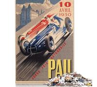 Puzzle 1000 pièces Grand Prix Automobile PAU 10 Avril 1950, Puzzle carré pour Adultes, Jeu éducatif en Bois pour Enfants (1000 pièces, 75 x 50 cm)