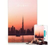 Puzzle 1000 pièces Gratte-Ciel de Dubaï Jeu de réflexion Amusant et Silencieux Décoration de Noël Cadeau (50x75cm)