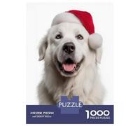 Puzzle 1000 Pièces Great Pyrenees Dog with Santa Hat Portrait pour Adolescents - Jeu De Réflexion - Cadeaux pour Femmes - Idées Cadeaux Uniques pour Un Anniversaire Ou Noël 52x38cm/1000pcs