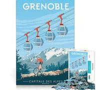 Puzzle 1000 pièces Grenoble,Capitale des Alpes Ajustement Parfait Jeu d'adresse et de créativité Temps de Repos et de Jeu Décoration de Noël (50x75cm)