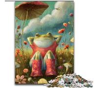 Puzzle 1000 pièces Grenouille Assise sur l'herbe, Cadeau de Noël pour Adultes, idéal pour Le Bureau, la Chambre ou Le Salon (Taille 26x38cm)