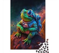 Puzzle 1000 pièces Grenouille Astronaute de l'espace 5 pièces pour Adultes Puzzles en Bois Jeux de défi Uniques 1000 pièces (75 x 50 cm)