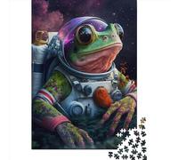 Puzzle 1000 pièces Grenouille Astronaute de l'espace 8 Puzzles pour Adultes Puzzles en Bois Jeu Éducatif pour Enfants comme Cadeau de Noël 1000 pièces (75x50cm)