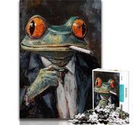 Puzzle 1000 pièces Grenouille Basquiat pour Adultes Jouets éducatifs et éducatifs pour la Famille pour renforcer l'amour Entre Couples (38x26cm)