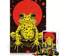 Puzzle 1000 pièces Grenouille Funky en Impression riso pour Adolescents Jeu de logique Stimulant Détente mentale Bords Nets Cadeau élégant (50x75cm)