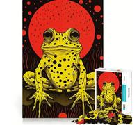 Puzzle 1000 pièces Grenouille Funky en Impression riso pour Adolescents Jeu de logique Stimulant Détente mentale Bords Nets Cadeau élégant (50x75cm)