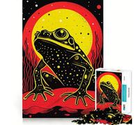 Puzzle 1000 pièces Grenouille Funky imprimé en risographie pour Adolescents, idéal pour stimuler la mémoire et se détendre (50x75cm) Cadeau d'anniversaire de qualité supérieure