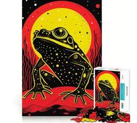 Puzzle 1000 pièces Grenouille Funky imprimé en risographie pour Adultes, Jouet de logique Fine, Objet de Collection aux Bords Nets (38x26cm)