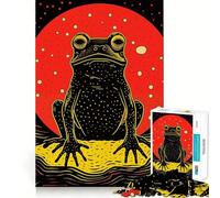 Puzzle 1000 pièces Grenouille Funky imprimée en risographie, idéal pour Les Adolescents Jeu intellectuel, détente mentale, découpe de qualité, Cadeau de Noël (50x75cm)