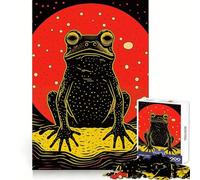 Puzzle 1000 pièces Grenouille Funky imprimée en risographie, idéal pour Les Adolescents Jeu intellectuel, détente mentale, découpe de qualité, Cadeau de Noël (50x75cm)