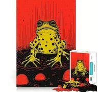 Puzzle 1000 pièces Grenouille Funky imprimée en risographie pour Adolescents, Jeu de logique Solide, Moments en Famille, Bords Transparents, Surprise chaleureuse (38x26cm)