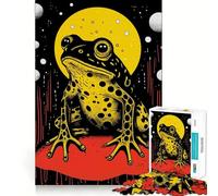 Puzzle 1000 pièces Grenouille Funky imprimée en risographie pour Adolescents, Jeu de logique Solide, Moments en Famille, Bords Transparents, Surprise chaleureuse (38x26cm)