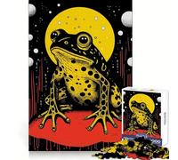 Puzzle 1000 pièces Grenouille Funky imprimée en risographie pour Adultes Améliore la mémoire Paisible et Amusant Bords Nets pour Les fêtes (50x75cm)