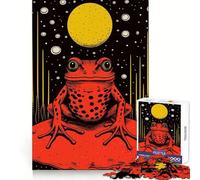Puzzle 1000 pièces Grenouille Funky imprimée en risographie pour Adultes Stimule la mémoire, soulage l'anxiété, Bords précis, Surprise de Noël (38x26cm)